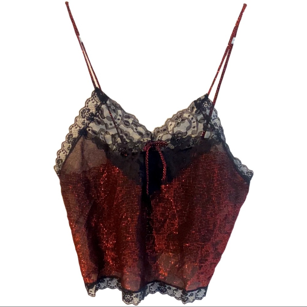 Metallic lace vintage cami